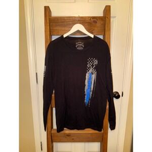 Grunt Style T Shirt Mens XL Black USA Flag Thin Blue Line Graphic Tee